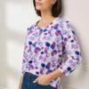 Textured Ruched Neck Print Top -Casual Outfits Store 66621pvl 84574925d496dab