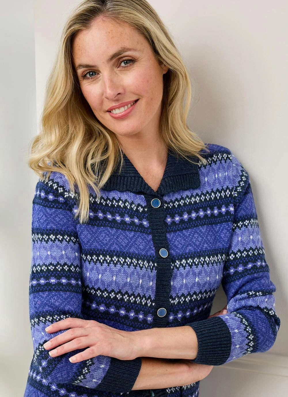 Fairisle Knit Collared Cardigan 4 Fairisle Knit Collared Cardigan - Image 2