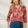 Warm Touch Jersey V Neck Print Top -Casual Outfits Store 66790pvl 84727325ac0ccb9