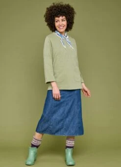 Pure Cotton Denim Midi Skirt -Casual Outfits Store 66807pvl 7fe631be5313c0a