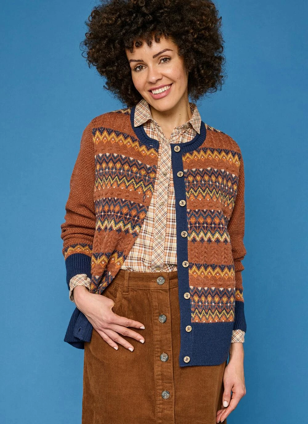 Wool Blend Fairisle Crew Neck Cardigan 4 Wool Blend Fairisle Crew Neck Cardigan - Image 2