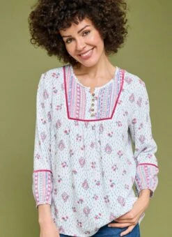 Pure Cotton Printed Pintuck Blouse 10 Pure Cotton Printed Pintuck Blouse -Casual Outfits Store 66840pvl d479cd3eb67e9e6