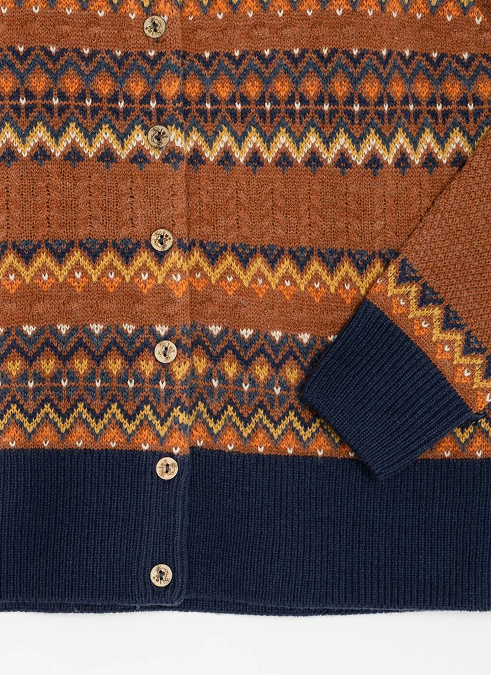 Wool Blend Fairisle Crew Neck Cardigan 7 Wool Blend Fairisle Crew Neck Cardigan - Image 5