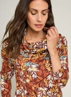 Warm Handle Cowl Neck Printed Top -Casual Outfits Store 67266pvl 5b2f84a49a256e6