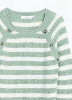 Button Detail Textured Striped Crew Neck Jumper 9 Button Detail Textured Striped Crew Neck Jumper -Casual Outfits Store 67274pvl ad21a16fd811f83