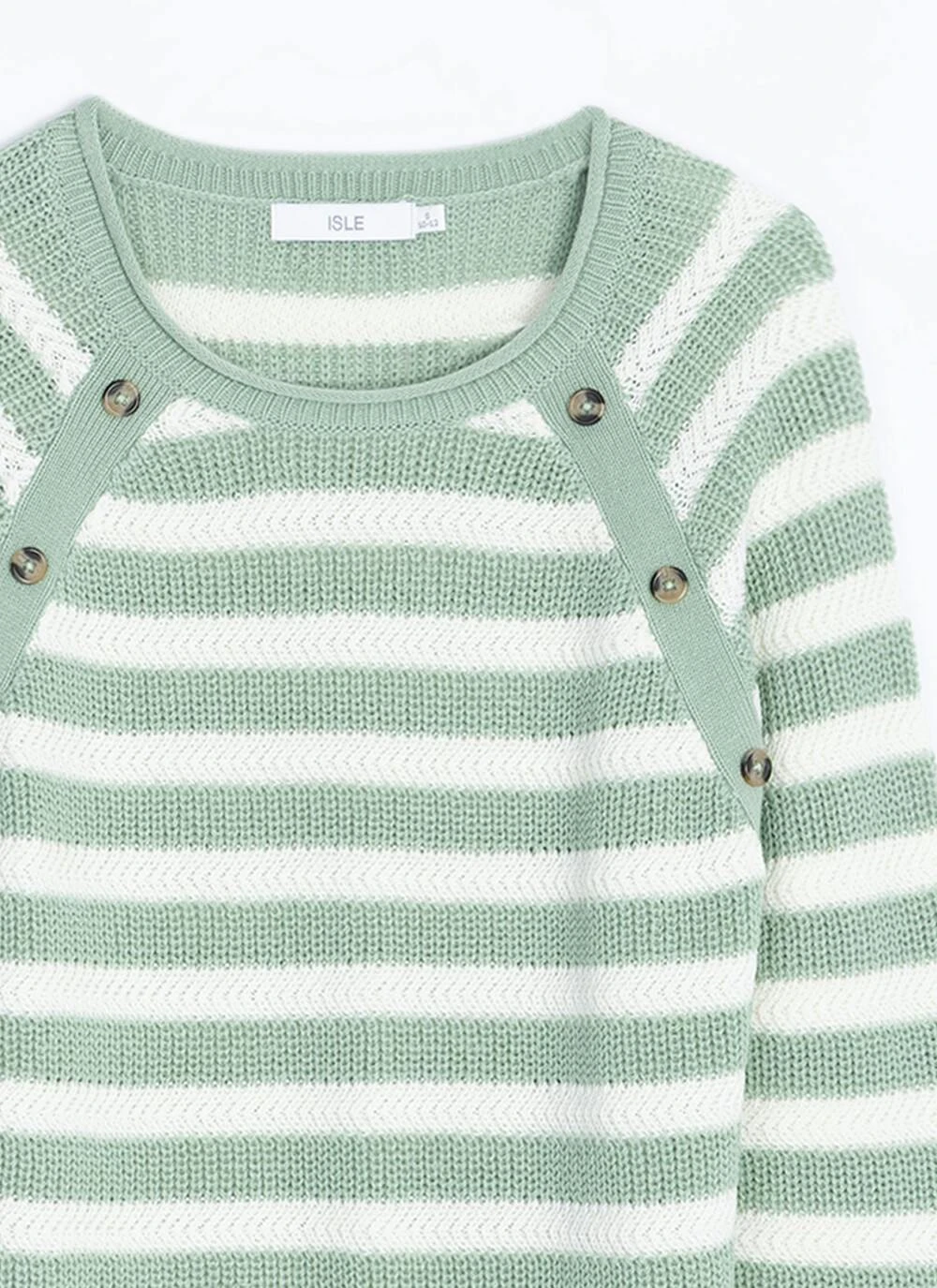 Button Detail Textured Striped Crew Neck Jumper 5 Button Detail Textured Striped Crew Neck Jumper - Image 3