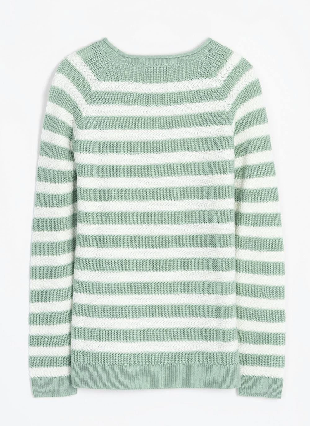 Button Detail Textured Striped Crew Neck Jumper 7 Button Detail Textured Striped Crew Neck Jumper - Image 5