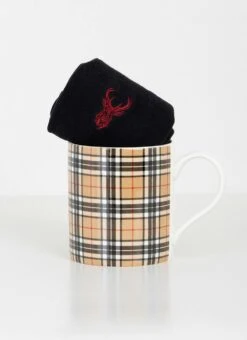 Camel Thompson Check Mug & Embroidered Sock Set -Casual Outfits Store 67348pvl 780af5eb7af97c0