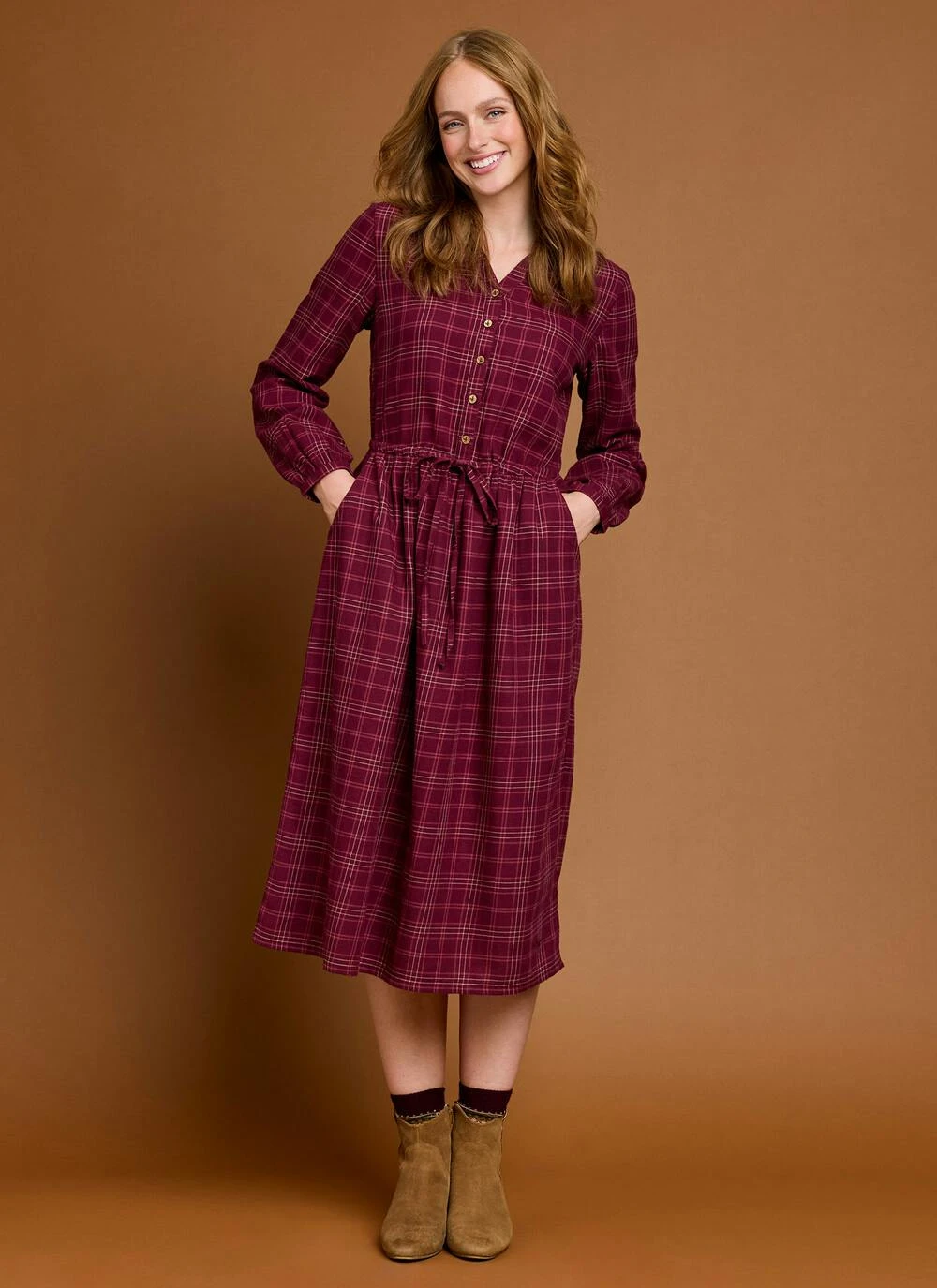 Pure Cotton Collared Check Dress 3 Pure Cotton Collared Check Dress