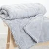 Leafy Floral Embossed Fleece Grey Throw -Casual Outfits Store 67792pvl e144872f5f52acb