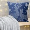 Stag Foil Print Velvet Navy Cushion -Casual Outfits Store 67811pvl a321774778239e3