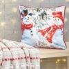 Snowmen Print Velvet Red Cushion -Casual Outfits Store 67812pvl 07227b25b1af5d6