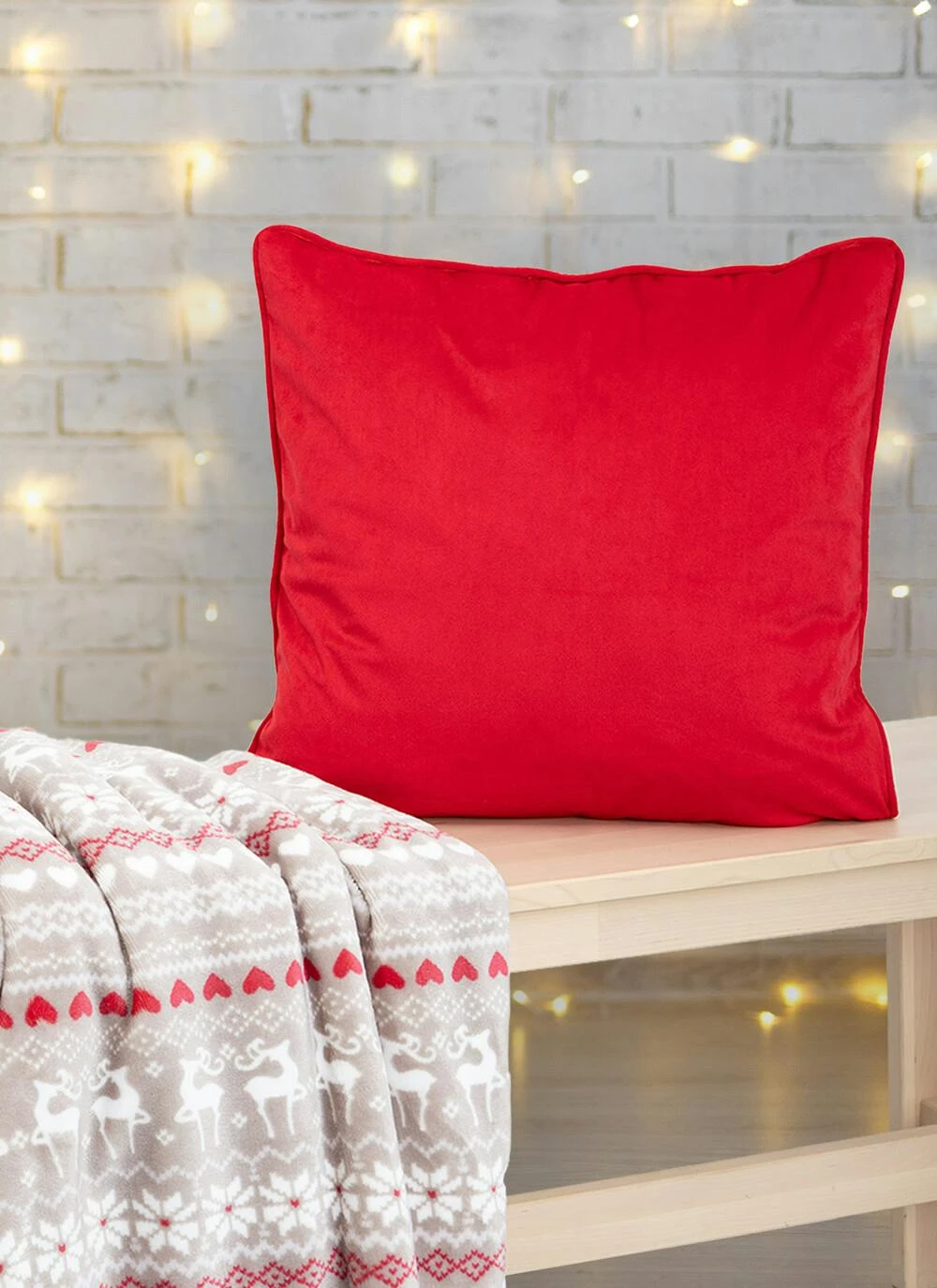 Santa Print Velvet Red Cushion 4 Santa Print Velvet Red Cushion - Image 2