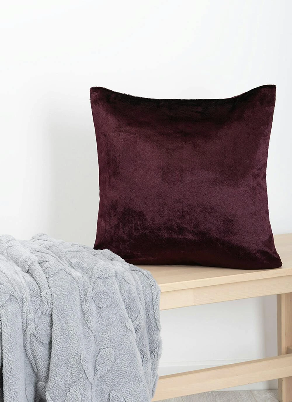 Textured Velvet Plum Cushion 4 Textured Velvet Plum Cushion - Image 2
