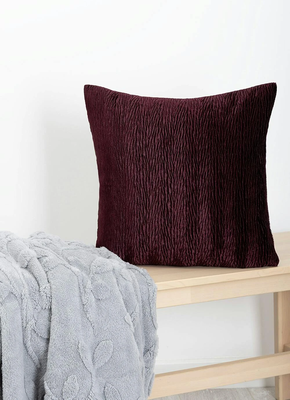 Textured Velvet Plum Cushion 3 Textured Velvet Plum Cushion
