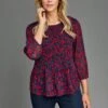 Pleated Ditsy Floral Top -Casual Outfits Store 68036pvl 33f54e98528cf42