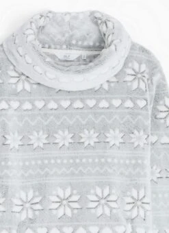 Cosy Fleece Fairisle Cowl Neck Lounger -Casual Outfits Store 68126pvl 146892cceb06c51